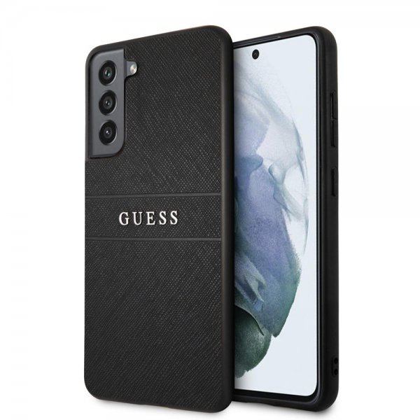Guess Samsung Galaxy S21 FE Skal Saffiano Metal Logo Svart