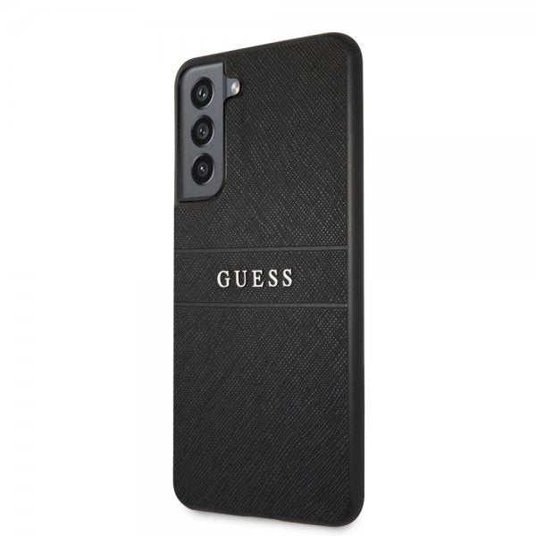 Guess Samsung Galaxy S21 FE Skal Saffiano Metal Logo Svart