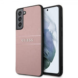 Guess Samsung Galaxy S21 FE Skal Saffiano Metal Logo Rosa