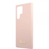 Guess Samsung Galaxy S22 Ultra Skal Script Metal Logo Pale Pink