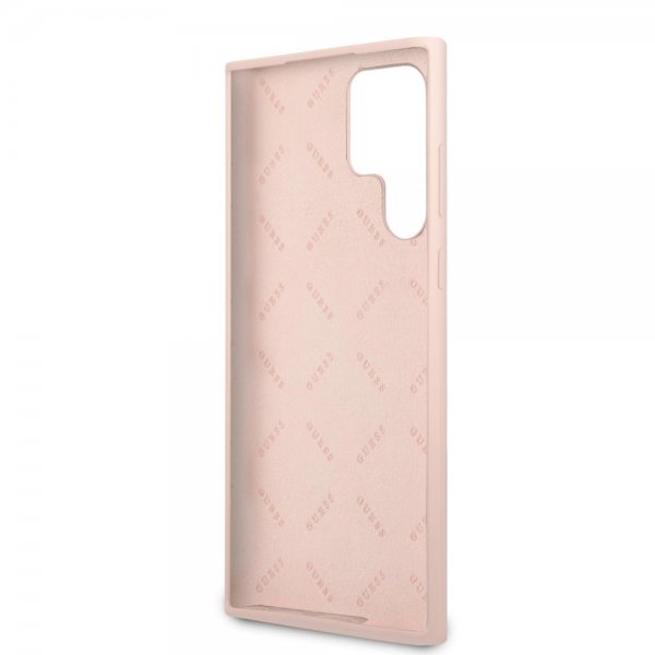 Guess Samsung Galaxy S22 Ultra Skal Script Metal Logo Pale Pink