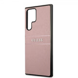 Guess Samsung Galaxy S22 Ultra Skal Saffiano Metal Logo Rosa