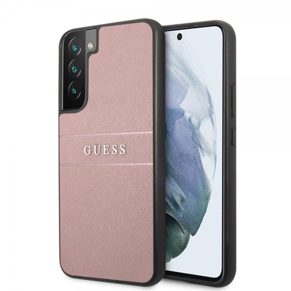 Guess Samsung Galaxy S22 Skal Saffiano Metal Logo Rosa