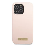 Guess iPhone 13 Pro Skal Silicone Metal Plate MagSafe Rosa