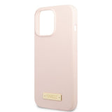 Guess iPhone 13 Pro Skal Silicone Metal Plate MagSafe Rosa