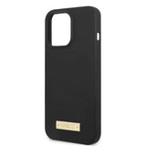 Guess iPhone 13 Pro Max Skal Silicone Metal Plate MagSafe Svart
