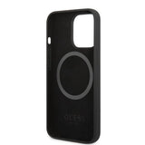 Guess iPhone 13 Pro Max Skal Silicone Metal Plate MagSafe Svart