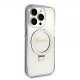Guess iPhone 15 Pro Max Skal Ring Stand Glitter MagSafe Transparent