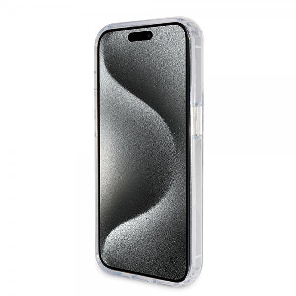 Guess iPhone 15 Pro Max Skal Ring Stand Glitter MagSafe Transparent