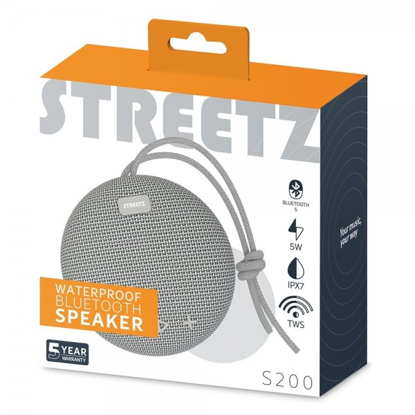 Streetz Högtalare S200 Waterproof Bluetooth Speaker Grå