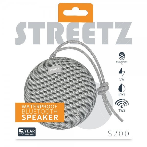 Streetz Högtalare S200 Waterproof Bluetooth Speaker Grå