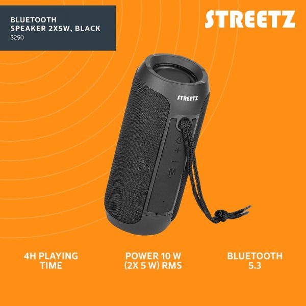 Streetz Högtalare S250 Bluetooth Speaker 10W Svart