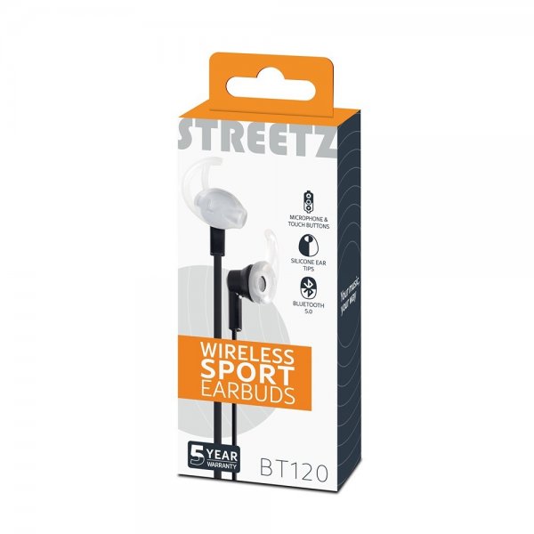 Streetz Hörlurar BT120 Wireless Sport Earbuds Svart