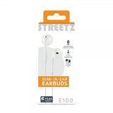 Streetz Hörlurar E100 Semi-In-Ear Earbuds 3.5mm Vit