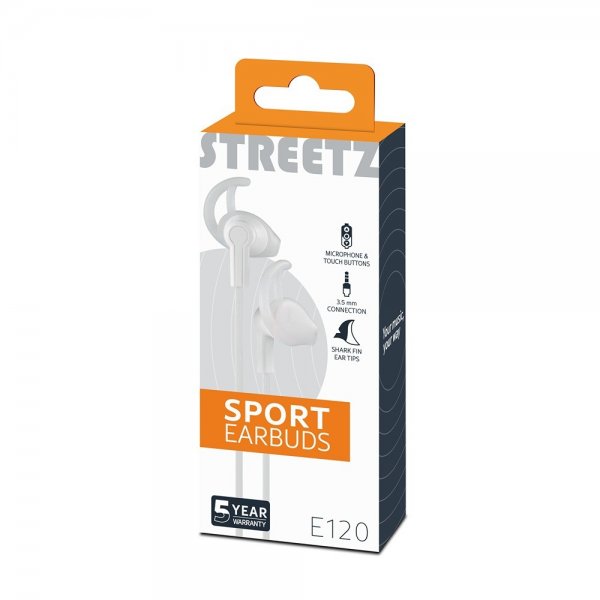 Streetz Hörlurar E120 Sport Earbuds 3.5mm Vit