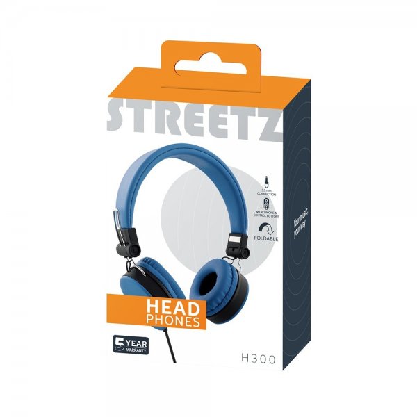 Streetz Hörlurar H300 Headphones 3.5mm Blå