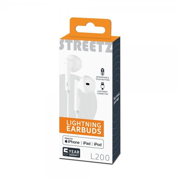 Streetz Hörlurar L200 Lightning Earbuds Vit