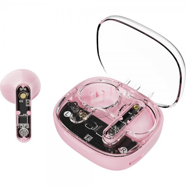Streetz Hörlurar T150 Transparent True Wireless Earbuds Rosa
