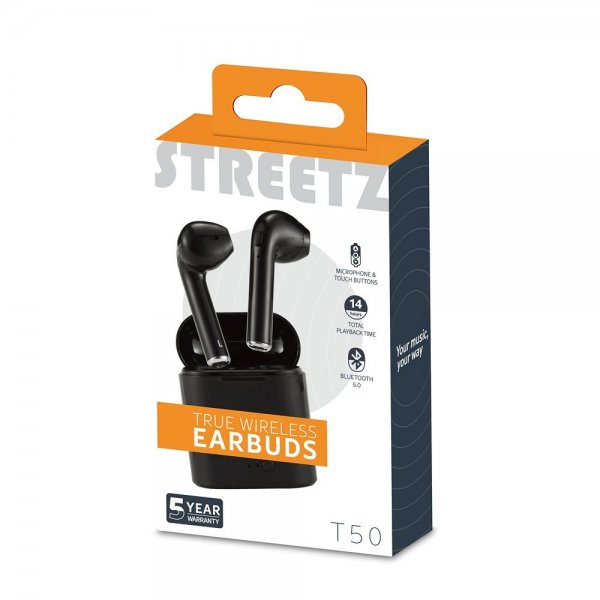 Streetz Hörlurar T50 True Wireless Earbuds Svart