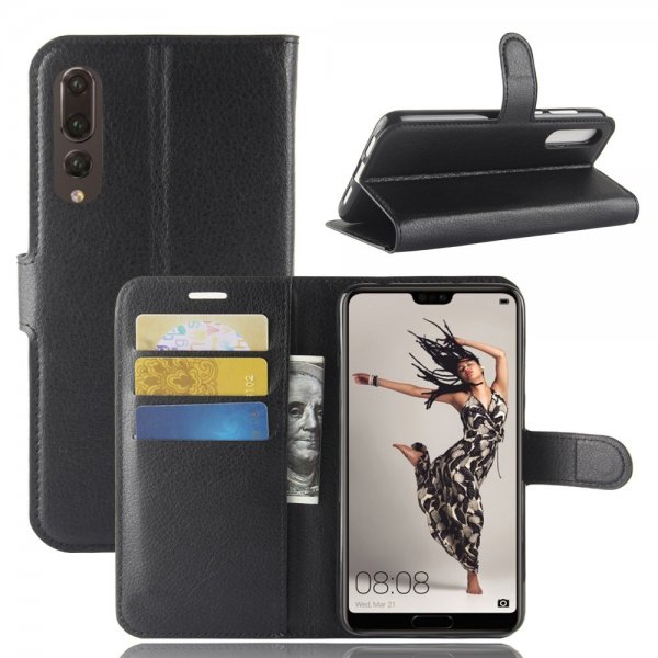 Huawei P20 Pro Fodral Litchi Svart