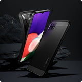 Spigen Samsung Galaxy A22 5G Skal Rugged Armor Matte Black