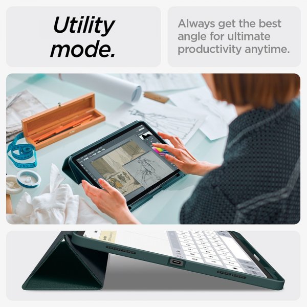 Spigen iPad Air 13 (M2/M3/M4) Fodral Urban Fit Midnight Green