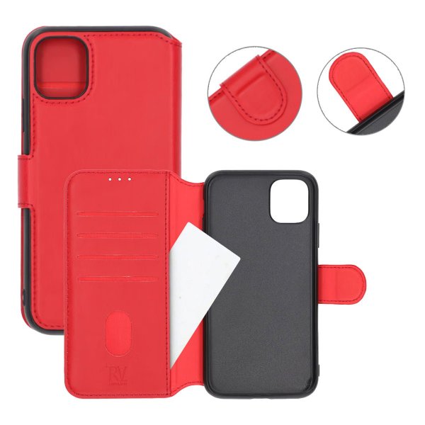 Rvelon iPhone 11 Fodral Utfällbart Kortfack Röd