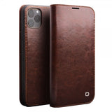 Qialino iPhone 11 Pro Max Fodral Äkta Läder Kortfack Brun
