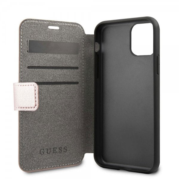 Guess iPhone 11 Pro Max Fodral Lädertextur Roseguld