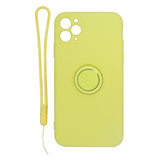 iPhone 11 Pro Max Skal Silikon med Ringhållare Gul