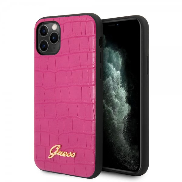 Guess iPhone 11 Pro Max Skal Croco Rosa