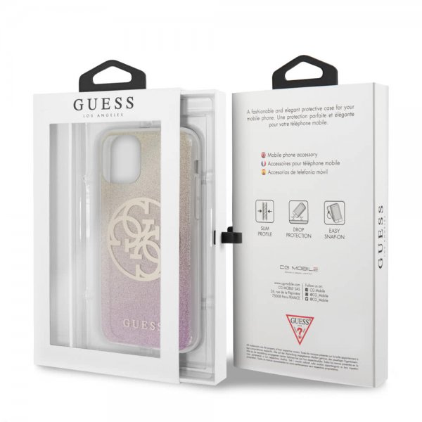 Guess iPhone 11 Pro Max Skal Glitter Circle Roseguld