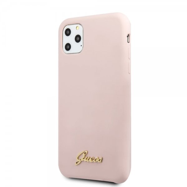 Guess iPhone 11 Pro Max Skal Silicone Cover Vintage Rosa