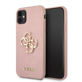 Guess iPhone 11 Skal 4G Logo Saffiano Rosa