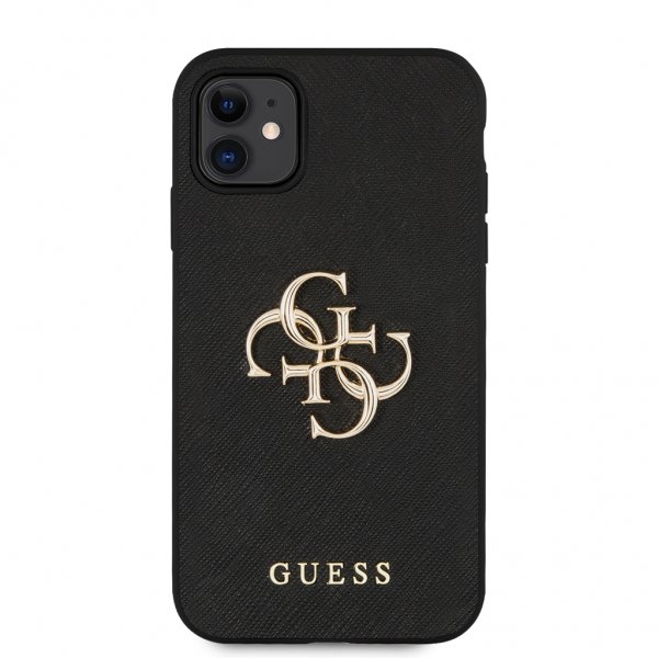 Guess iPhone 11 Skal 4G Logo Saffiano Svart