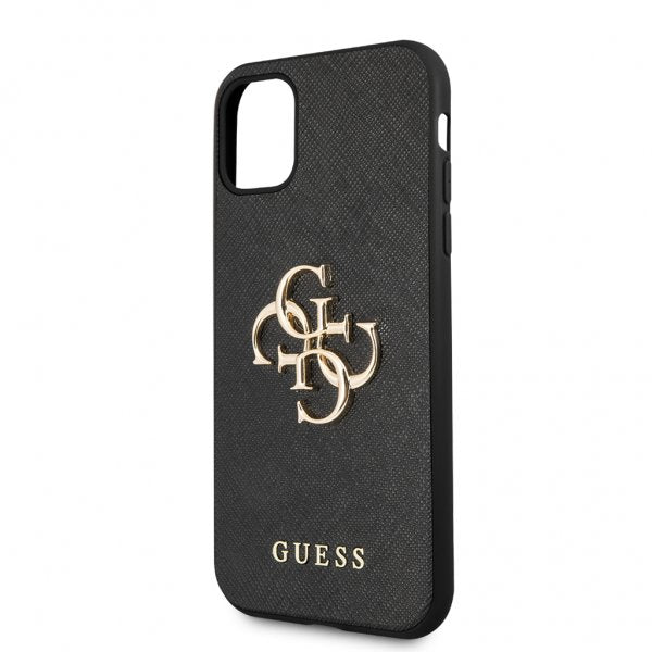 Guess iPhone 11 Skal 4G Logo Saffiano Svart