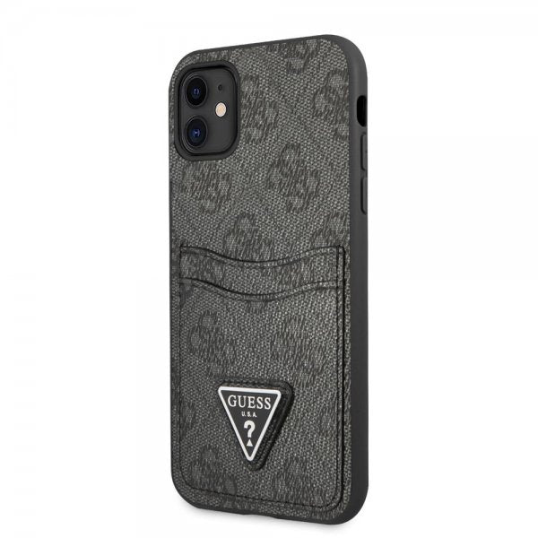 Guess iPhone 11 Skal Double Cardslot Metal Triangle Svart