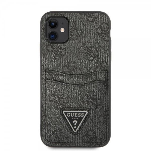 Guess iPhone 11 Skal Double Cardslot Metal Triangle Svart