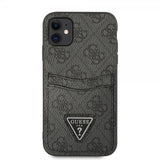 Guess iPhone 11 Skal Double Cardslot Metal Triangle Svart