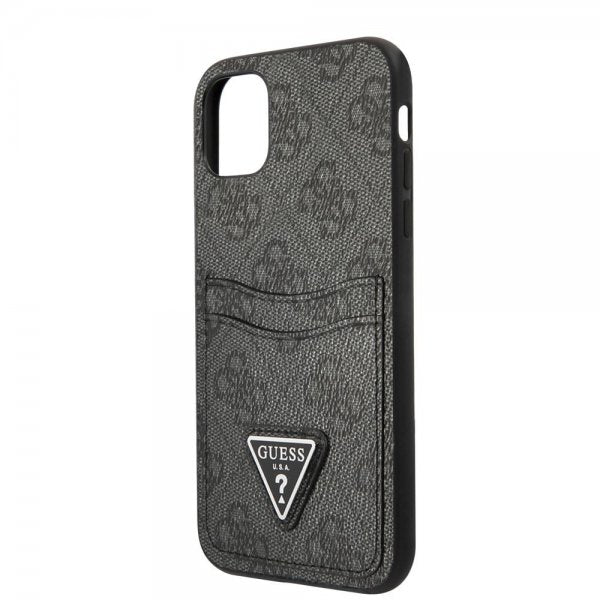 Guess iPhone 11 Skal Double Cardslot Metal Triangle Svart