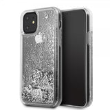 Guess iPhone 11 Skal Glitter Hearts Silver