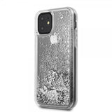 Guess iPhone 11 Skal Glitter Hearts Silver