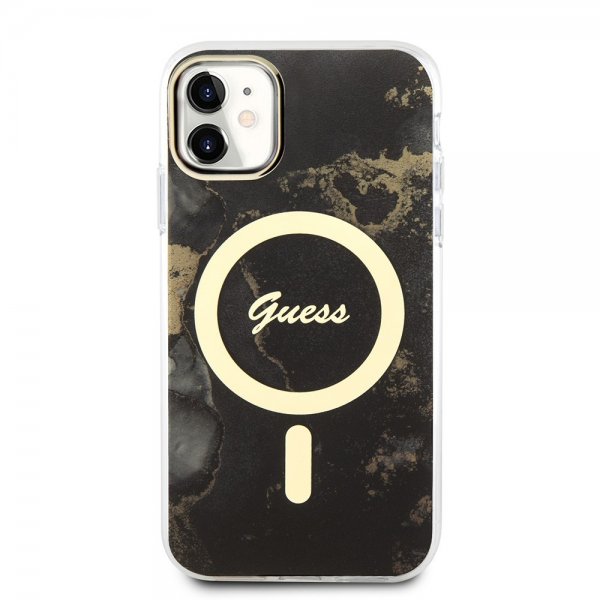 Guess iPhone 11 Skal Golden Marble MagSafe Svart