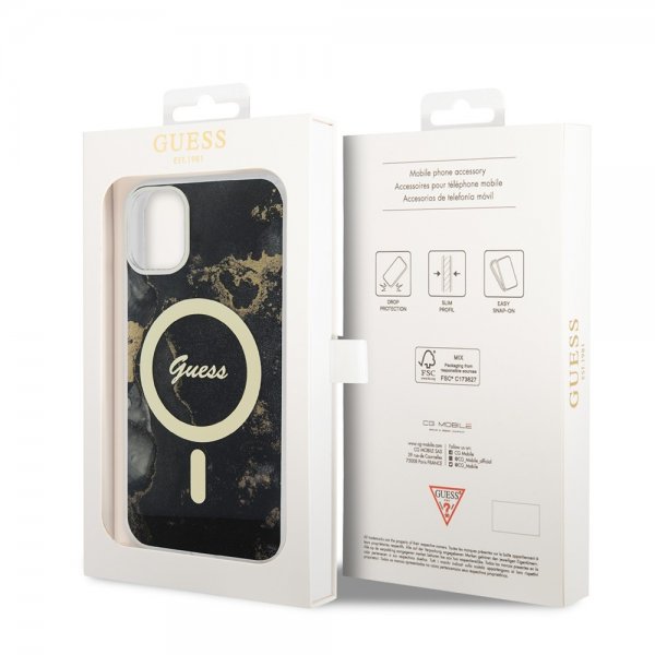 Guess iPhone 11 Skal Golden Marble MagSafe Svart