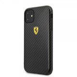 Ferrari iPhone 11 Skal Kolfibertextur Gul Logo Svart