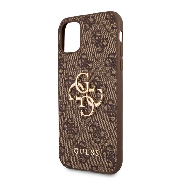 Guess iPhone 11 Skal Metal Logo Brun