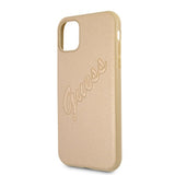 Guess iPhone 11 Skal Saffiano Vintage Script Guld