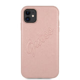 Guess iPhone 11 Skal Saffiano Vintage Script Roseguld