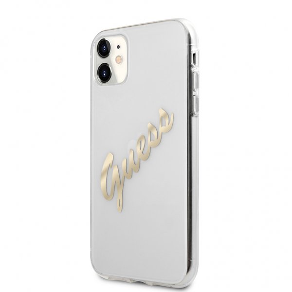 Guess iPhone 11 Skal Vintage Script Guld Klar