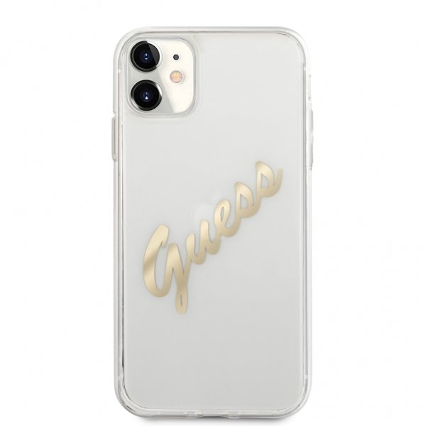Guess iPhone 11 Skal Vintage Script Guld Klar